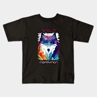 Wolf Wild Nature Animal Colors Art Painting Kids T-Shirt